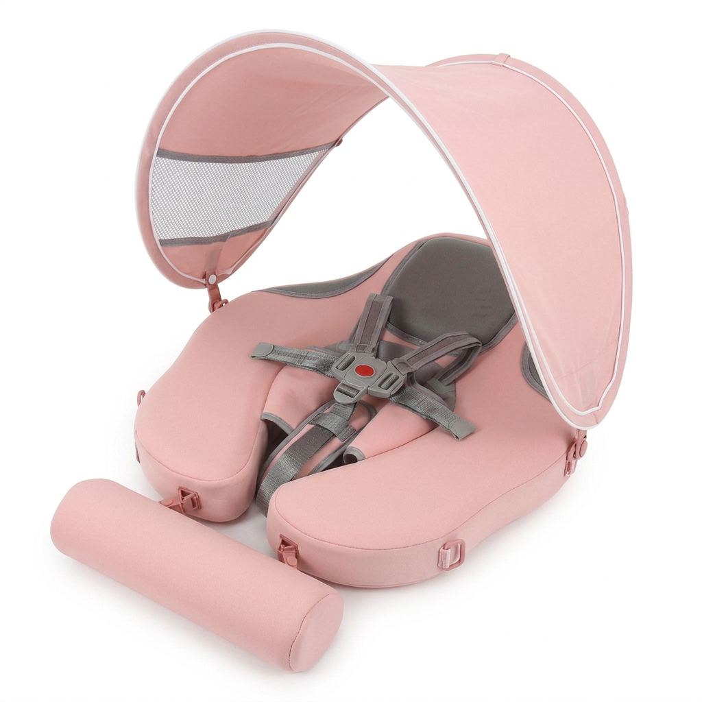 AquaNest blush baby float with the sun canopy attached