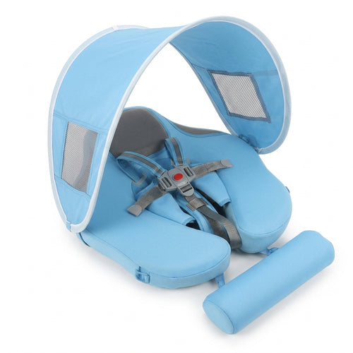 AquaNest sky blue baby float with detachable sun canopy attached