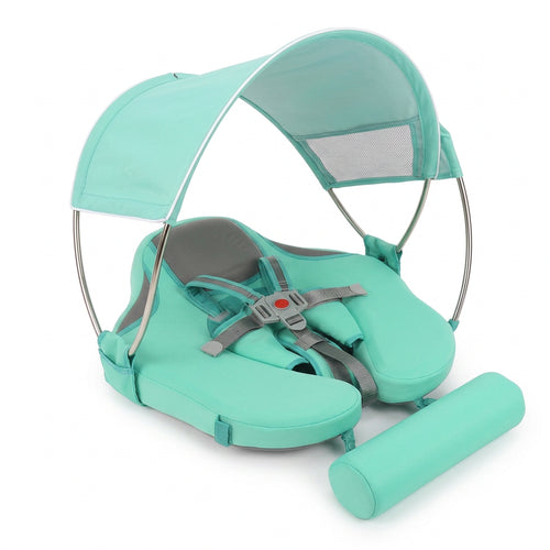AquaNest mint baby float with detachable sun canopy attached